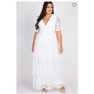 Pink Blush Plus Sized White Maxi Dress